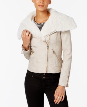 Guess Faux-fur-trim Faux-leather Moto Jacket