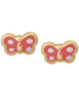 Enamel Butterfly Stud Earrings In 14k Rose Gold