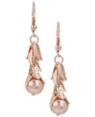 M. Haskell For Inc International Concepts Imitation Pearl And Shaky Leaf Drop Earrings, Only At Macy's