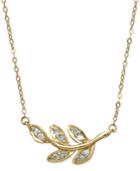 Diamond Leaf Pendant Necklace (1/10 Ct. T.w.) In 10k Gold