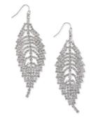 Thalia Sodi Silver-tone Rhinestone Leaf Drop Earrings, Created For Macy's