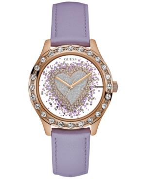 Guess Women's Purple Leather Strap Watch 38mm U0909l3