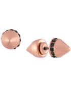 Rachel Rachel Roy Rose Gold-tone Jet Stone Spike Reversible Front And Back Earrings