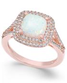 Lab-created Opal (1-3/8 Ct. T.w.) And White Sapphire (1/2 Ct. T.w.) Ring In 14k Rose Gold-plated Sterling Silver