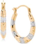 Two-tone Hammered Hoop Earrings In 14k Gold