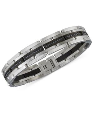 Esquire Men's Jewelry Diamond Bracelet (1 Ct. T.w.) In Stainless Steel And Black Rhodium-plating, Only At Macy's