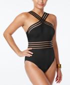 Kenneth Cole Stompin' In Stilettos Illusion-striped Swimsuit Women's Swimsuit