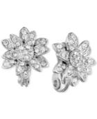 Anne Klein Silver-tone Crystal Flower Clip-on Button Earrings