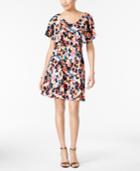 Ny Collection Petite Printed Flutter-sleeve Fit & Flare Dress