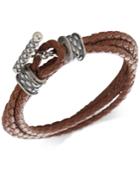 Degs & Sal Men's Leather Toggle Bracelet In Sterling Silver