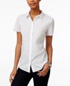 Tommy Hilfiger Button-front Eyelet-sleeve Shirt