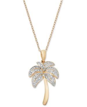 Diamond Necklace, 18k Gold Over Sterling Silver And Sterling Silver Diamond Palm Tree Pendant (1/10 Ct. T.w.)