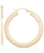 Greek Key Hoop Earrings In 10k Gold
