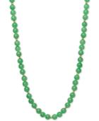 Dyed Jadeite (8mm) & Gold Ball Beaded 18 Collar Necklace In 14k Gold