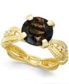 Smokey Quartz (2-1/2 Ct. T.w.) & Diamond (1/10 Ct. T.w.) Ring In 14k Gold-plated Sterling Silver