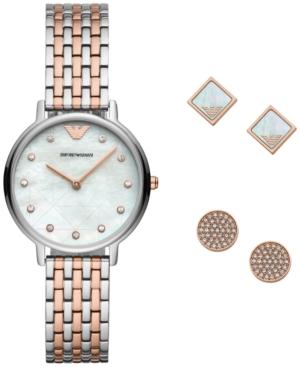 Emporio Armani Women's Two-tone Stainless Steel Bracelet Watch 32mm Gift Set