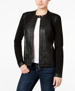 Style & Co. Mixed-media Faux-leather Jacket, Only At Macy's