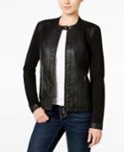 Style & Co. Mixed-media Faux-leather Jacket, Only At Macy's