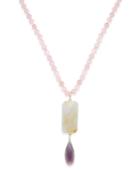 Paul & Pitu Naturally Gold-tone Colored Bead & Stone Long Pendant Necklace