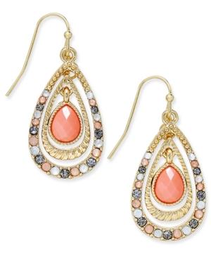 Inc International Concepts Gold-tone Triple Layer Crystal And Bead Drop Earrings, Only At Macy's