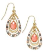 Inc International Concepts Gold-tone Triple Layer Crystal And Bead Drop Earrings, Only At Macy's