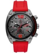 Diesel Men's Chronograph Overflow Red Silicone Strap Watch 49mm