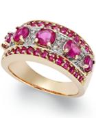 Ruby (2-5/8 Ct. T.w.) And Diamond (1/6 Ct. T.w.) Wide Band Ring In 14k Gold