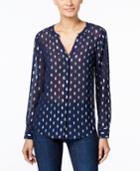 Inc International Concepts Sheer Metallic-print Blouse, Only At Macy's