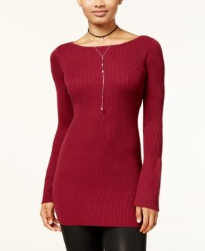 Material Girl Juniors' Ribbed Bell-sleeve Sweater, Created For Macy's