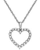 Diamond Heart Pendant Necklace In 14k White Gold (1/4 Ct. T.w.)