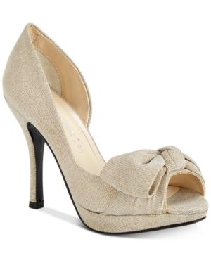 Caparros Lucky Peep-toe Bow Evening Pumps Women's Shoes