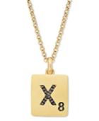 "scrabble 14k Gold Over Sterling Silver Black Diamond Accent ""x"" Initial Pendant Necklace"