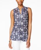 Charter Club Floral-print Lace Top, Only At Macy's