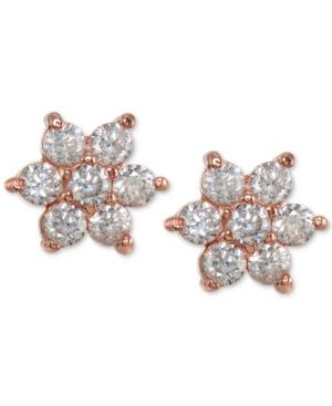 Giani Bernini Cubic Zirconia Flower Stud Earrings In 18k Rose Gold-plated Sterling Silver, Created For Macy's
