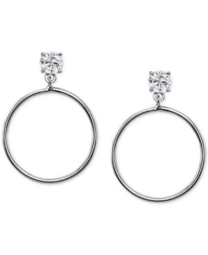 Giani Bernini Large Cubic Zirconia Drop Hoop Earrings In Sterling Silver, Created For Macy's