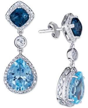 Blue Topaz (5 Ct. T.w.) & White Topaz (3/4 Ct. T.w.) Drop Earrings In Sterling Silver