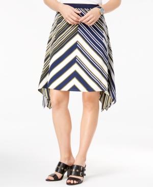 Tommy Hilfiger Chevron-stripe Handkerchief-hem Skirt