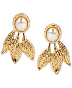 M. Haskell For Inc International Concepts Gold-tone Imitation Pearl Leaf Earring Jackets, Only At Macy's