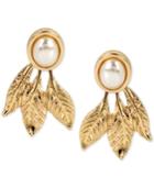 M. Haskell For Inc International Concepts Gold-tone Imitation Pearl Leaf Earring Jackets, Only At Macy's