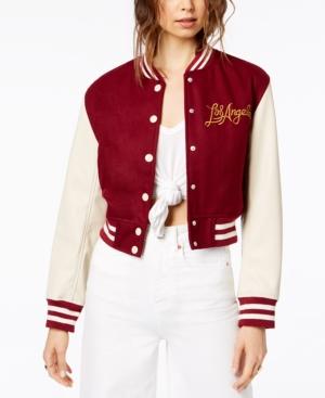 Kendall + Kylie Cropped Graphic Varsity Jacket