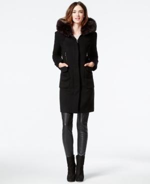 Dawn Levy Faux-fur-hood Contrast Walker Coat