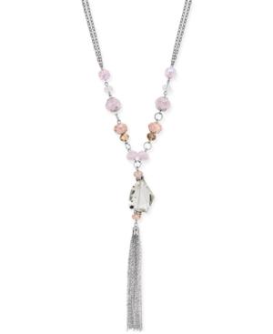 C.a.k.e. By Ali Khan Silver-tone Beaded Tassel Lariat Necklace