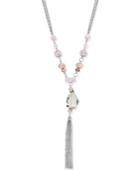 C.a.k.e. By Ali Khan Silver-tone Beaded Tassel Lariat Necklace