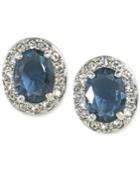 Carolee Silver-tone Blue Crystal Pave Stud Earrings