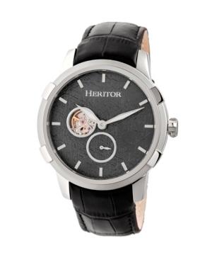 Heritor Automatic Callisto Silver & Grey Leather Watches 45mm