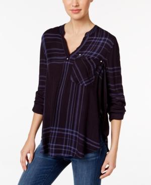Calvin Klein Jeans Plaid Henley Top