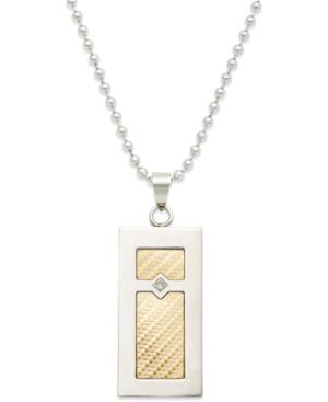 Men's Diamond Accent Inlay Pendant Necklace In 18k Gold And Stainless Steel