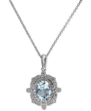 Aquarius By Effy Aquamarine (1-1/5 Ct. T.w.) And Diamond (1/6 Ct. T.w.) Pendant In 14k White Gold