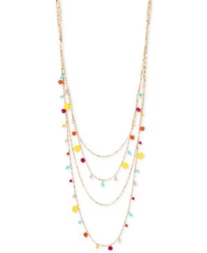 M. Haskell For Inc International Concepts Gold-tone Multicolor Bead & Pom-pom Multi-row Necklace, Only At Macy's