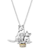 Aspca Tender Voices Sterling Silver And 10k Gold-plated Necklace, Diamond Accent Cat Pendant